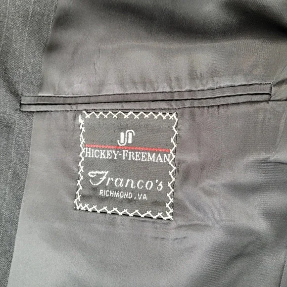 Hickey Freeman Canterbury Mens 2 Piece Suit 42L Gray Wool 35 Pleated Pants USA